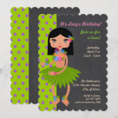 Invitation à une fête d'anniversaire de fille Luau (Devant / Derrière)