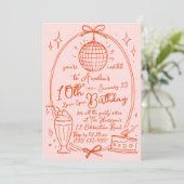 Invitation à une fête d'anniversaire de fille rétr (Debout devant)