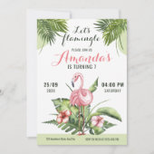 Invitation à une fête d'anniversaire de flamant ro (Devant)