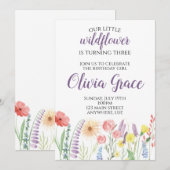 Invitation à une fête d'anniversaire de fleurs sau (Devant / Derrière)