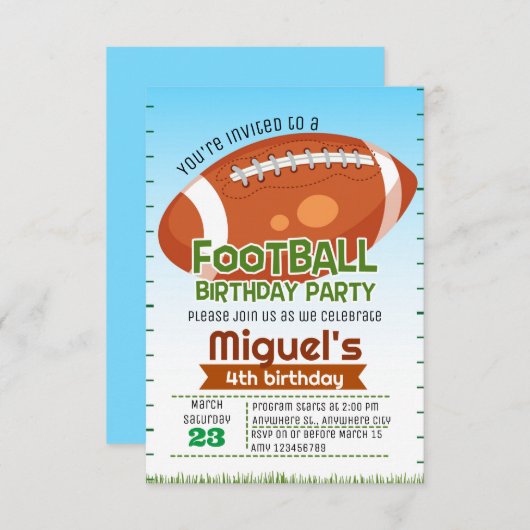 Invitation à une fête d'anniversaire de football a (Devant / Derrière)