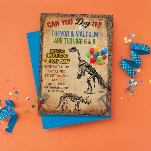 Invitation à une fête d'anniversaire de fouille de