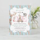 Invitation à une fête d'anniversaire de Girly Boho (Debout devant)