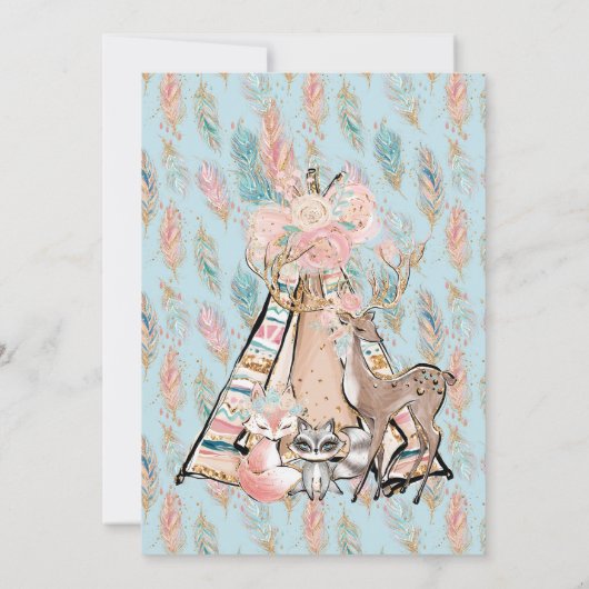 Invitation à une fête d'anniversaire de Girly Boho (Dos)