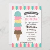 Invitation à une fête d'anniversaire de glace à cr (Devant)