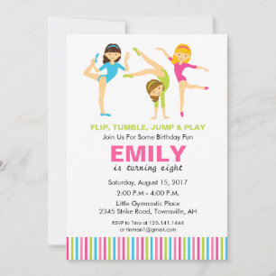 Invitation à une fête d'anniversaire de gymnastiqu