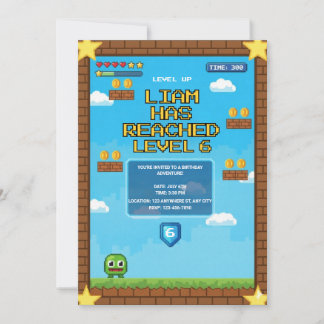 Invitation à une fête d'anniversaire de jeu vidéo 