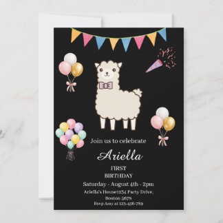 Invitation à une fête d'anniversaire de lama migno