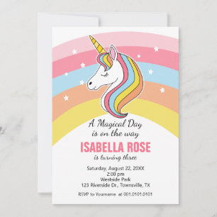 Invitation à une fête d'anniversaire de licorne
