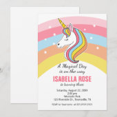 Invitation à une fête d'anniversaire de licorne (Devant / Derrière)