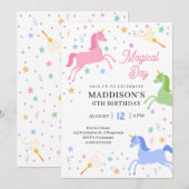 Invitation à une fête d'anniversaire de licorne (Devant / Derrière)