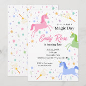 Invitation à une fête d'anniversaire de licorne (Devant / Derrière)