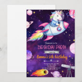 Invitation à une fête d'anniversaire de licorne de (Devant / Derrière)