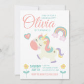Invitation à une fête d'anniversaire de licorne ma (Devant)