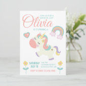 Invitation à une fête d'anniversaire de licorne ma (Debout devant)
