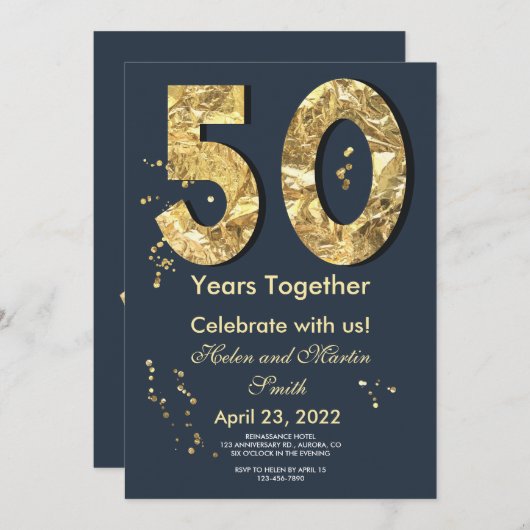 Invitation à une fête d'anniversaire de mariage de (Devant / Derrière)