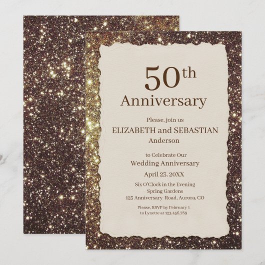 Invitation à une fête d'anniversaire de mariage de (Devant / Derrière)