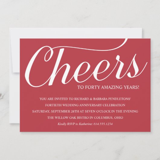Invitation à une fête d'anniversaire de mariage ro (Devant)