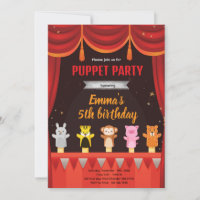 Invitation à une fête d'anniversaire de marionnett