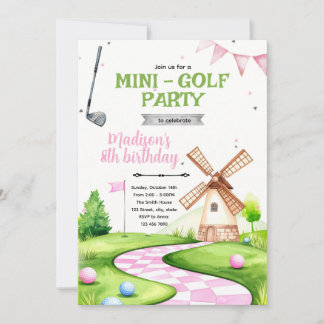 Invitation à une fête d'anniversaire de mini-golf 