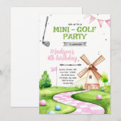 Invitation à une fête d'anniversaire de mini-golf  (Devant / Derrière)