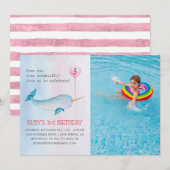 Invitation à une fête d'anniversaire de narval (Devant / Derrière)
