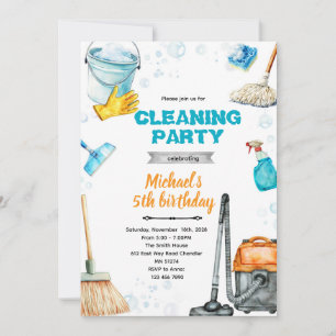 Invitation à une fête d'anniversaire de nettoyage