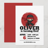 Invitation à une fête d'anniversaire de ninja (Devant / Derrière)