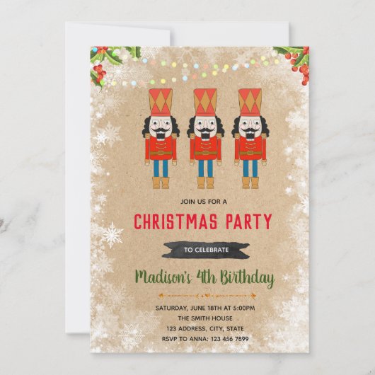 Invitation à une fête d'anniversaire de Noël Casse (Devant)