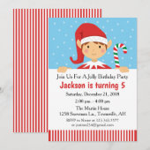 Invitation à une fête d'anniversaire de Noël Elf (Devant / Derrière)