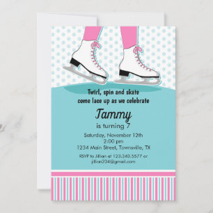 Invitation à une fête d'anniversaire de patinage s