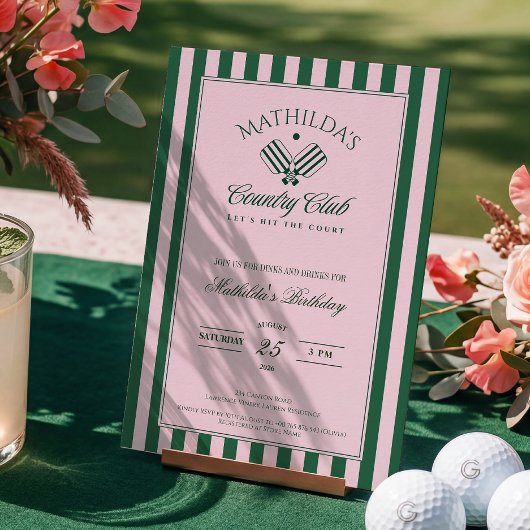 Invitation à une fête d'anniversaire de Pickleball