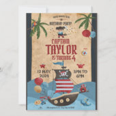 Invitation à une fête d'anniversaire de pirate coo (Devant)