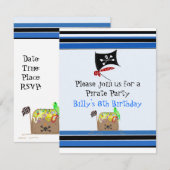 Invitation à une fête d'anniversaire de pirate ray (Devant / Derrière)