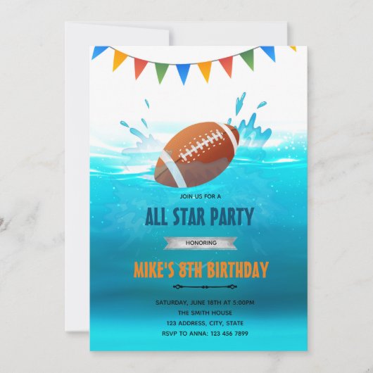 Invitation à une fête d'anniversaire de pool de fo (Devant)