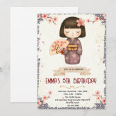Invitation à une fête d'anniversaire de poupée Kok (Devant / Derrière)