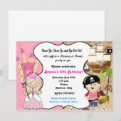 Invitation à une fête d'anniversaire de princesse  (Devant / Derrière)