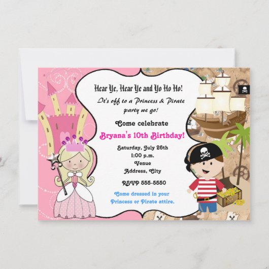 Invitation à une fête d'anniversaire de princesse  (Devant)