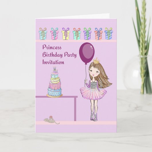 Invitation à une fête d'anniversaire de princesse (Devant)
