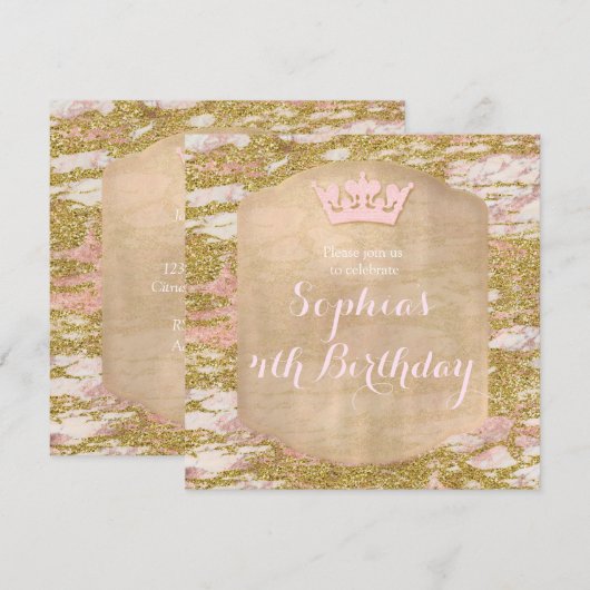 Invitation à une fête d'anniversaire de princesse  (Devant / Derrière)