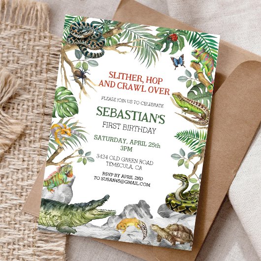 Invitation à une fête d'anniversaire de reptile