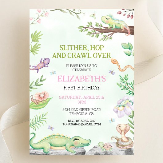 Invitation à une fête d'anniversaire de reptile