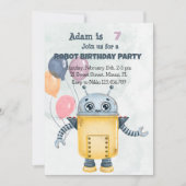 Invitation à une fête d'anniversaire de robot (Devant)