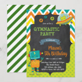 Invitation à une fête d'anniversaire de robot mign (Devant / Derrière)