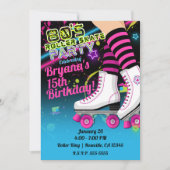 Invitation à une fête d'anniversaire de roller rét (Devant)