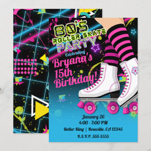 Invitation à une fête d'anniversaire de roller rét