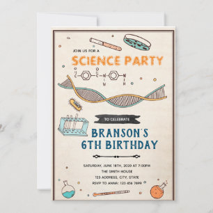 Invitation à une fête d'anniversaire de science