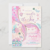 Invitation à une fête d'anniversaire de sirène (Devant)