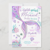 Invitation à une fête d'anniversaire de sirène (Devant)