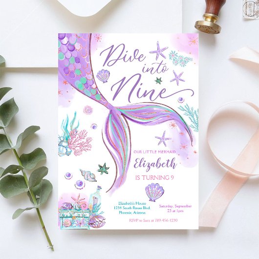 Invitation à une fête d'anniversaire de sirène